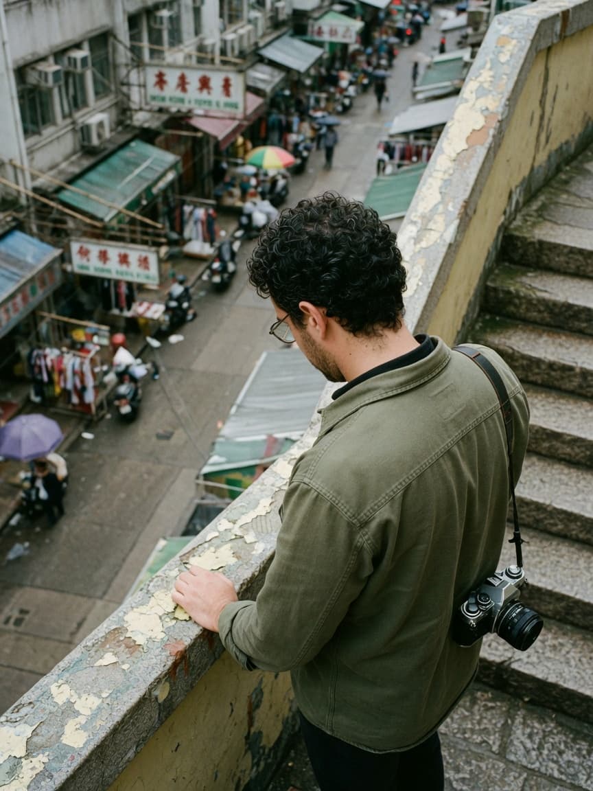 香港攝影師在中環石階。